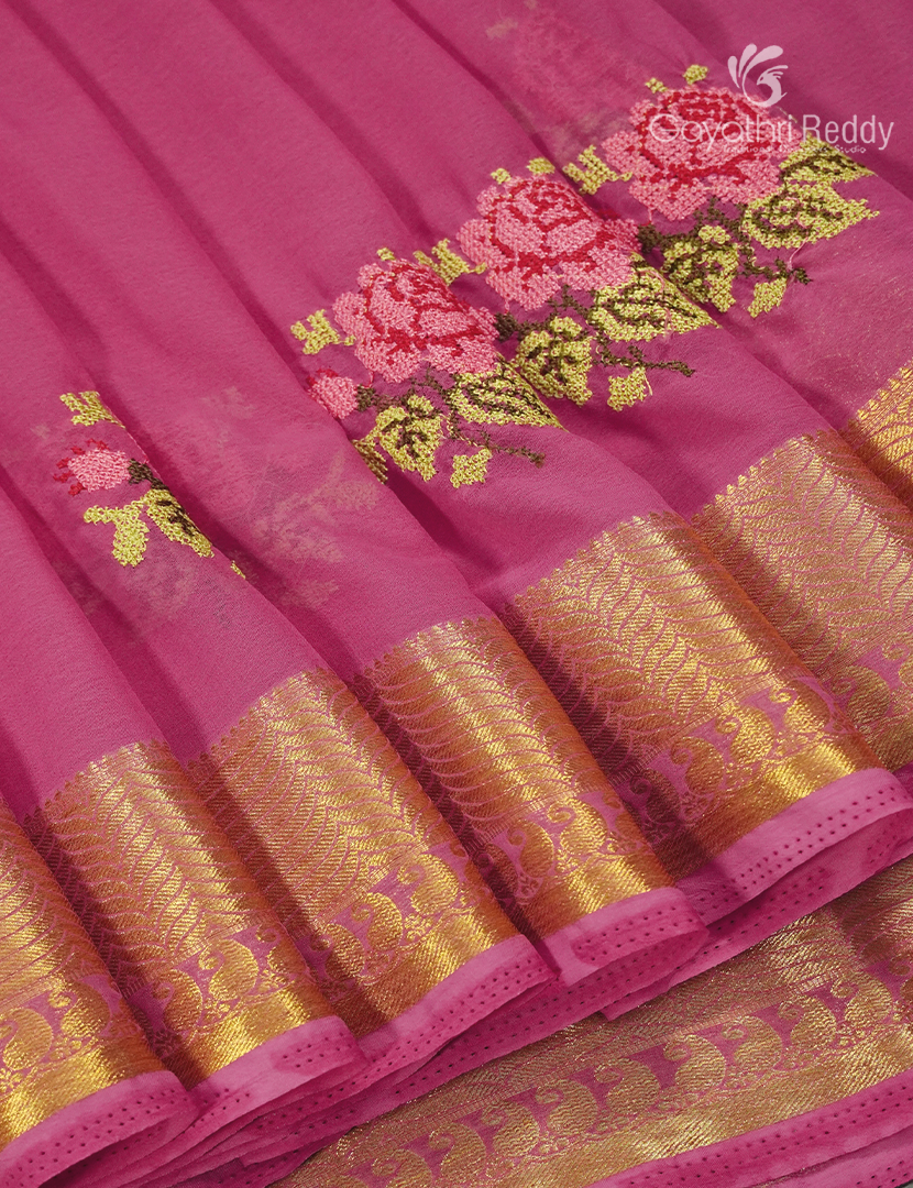 Chiffon Saree in Dusty Pink