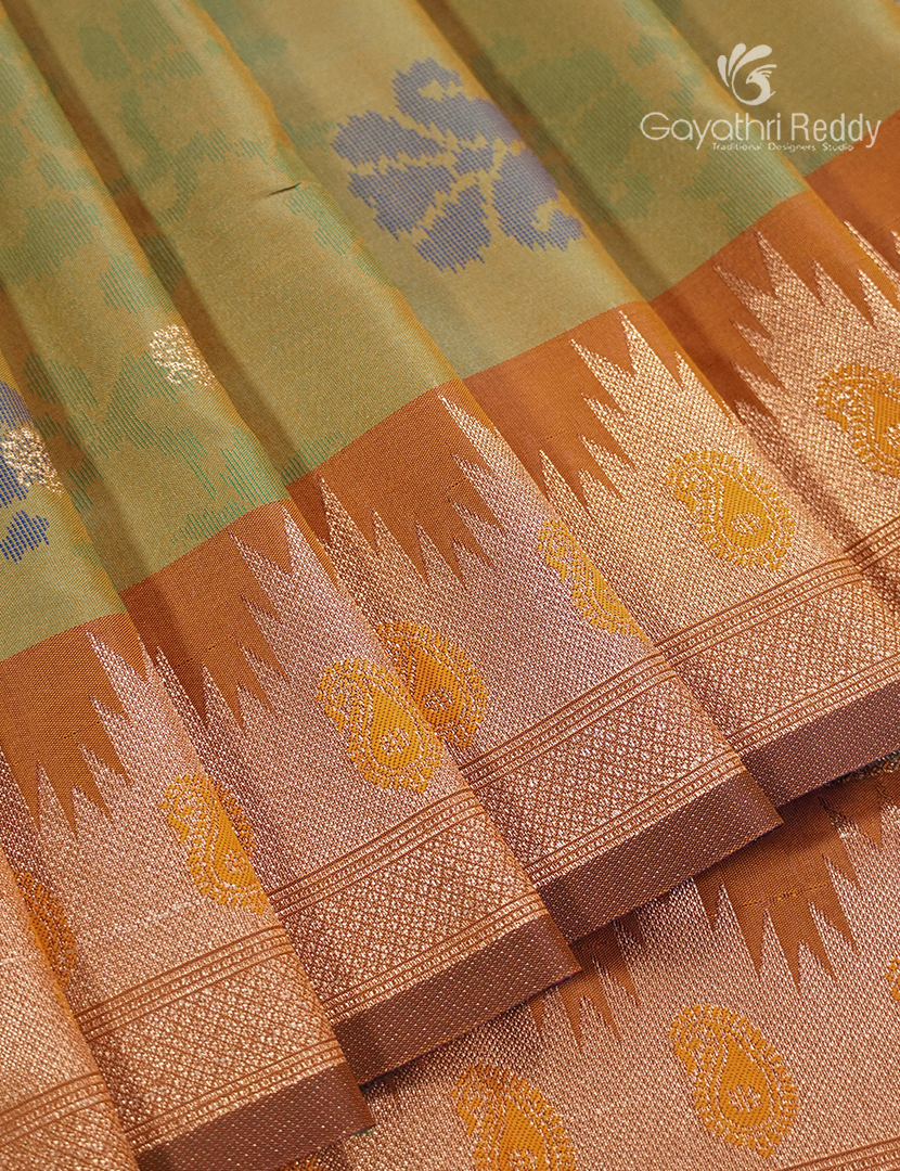 Semi Kanchipuram Art Silk Saree in Pista green