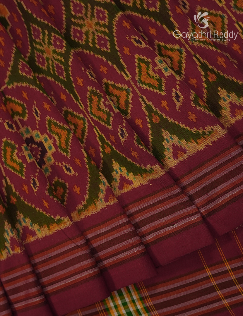 Pure Ikat Silk Saree in Rust Red