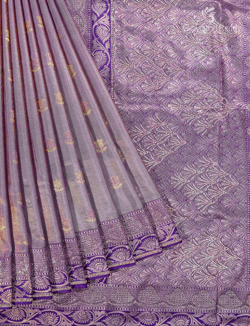 Semi Kanchipuram Silk Fancy Saree in Light Purple and Regal Purple