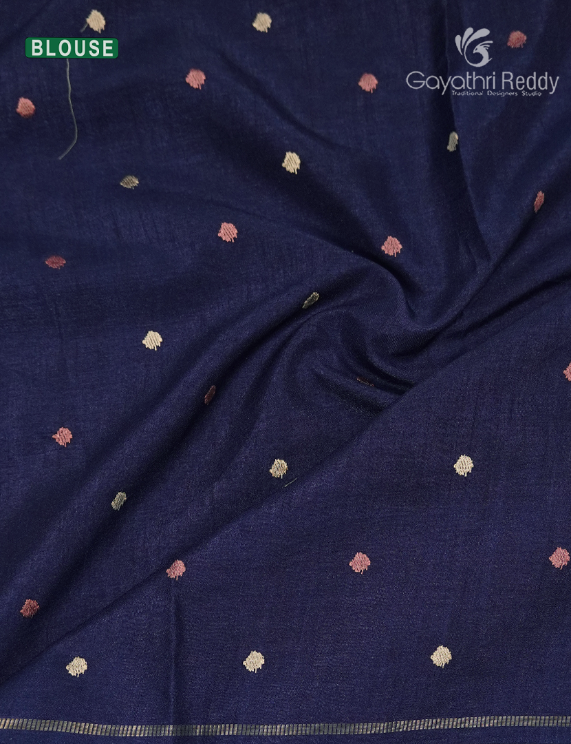 Semi Tussar Fancy Saree in Navy Blue
