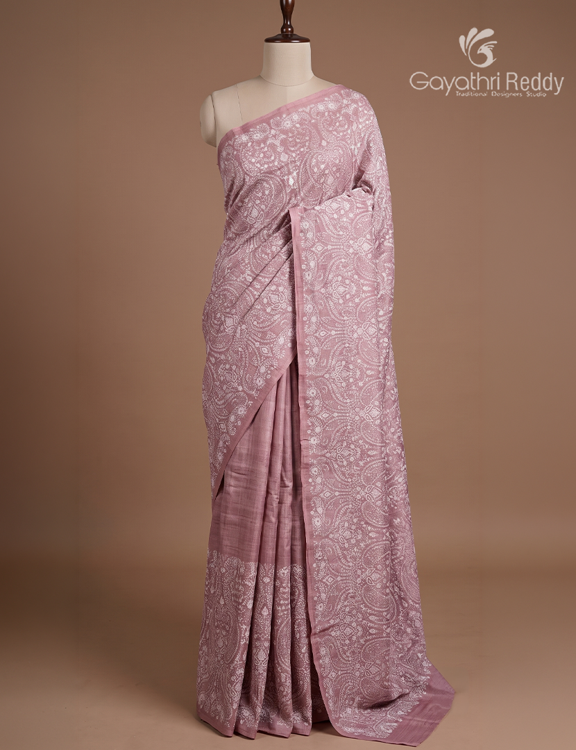 Pure Desi Tussar Fancy Saree in Onion Peach