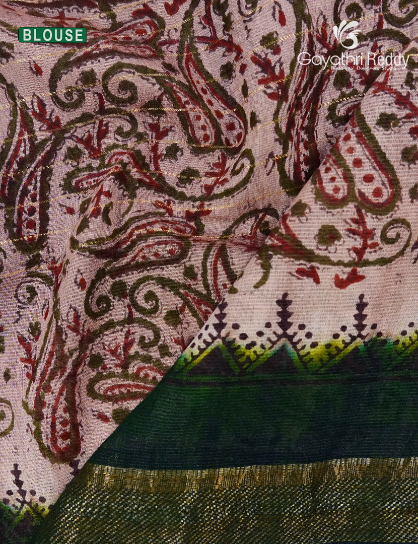 Mangalgiri Kalamkari Saree in Green