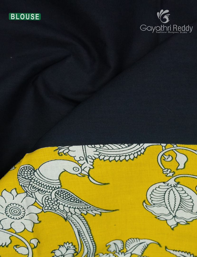 Munga Cotton Saree in Yellow and Black