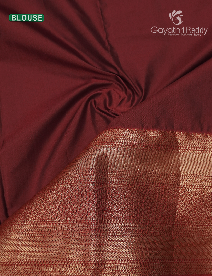 Semi Kanchipuram Silk Saree in Cream and Maroon