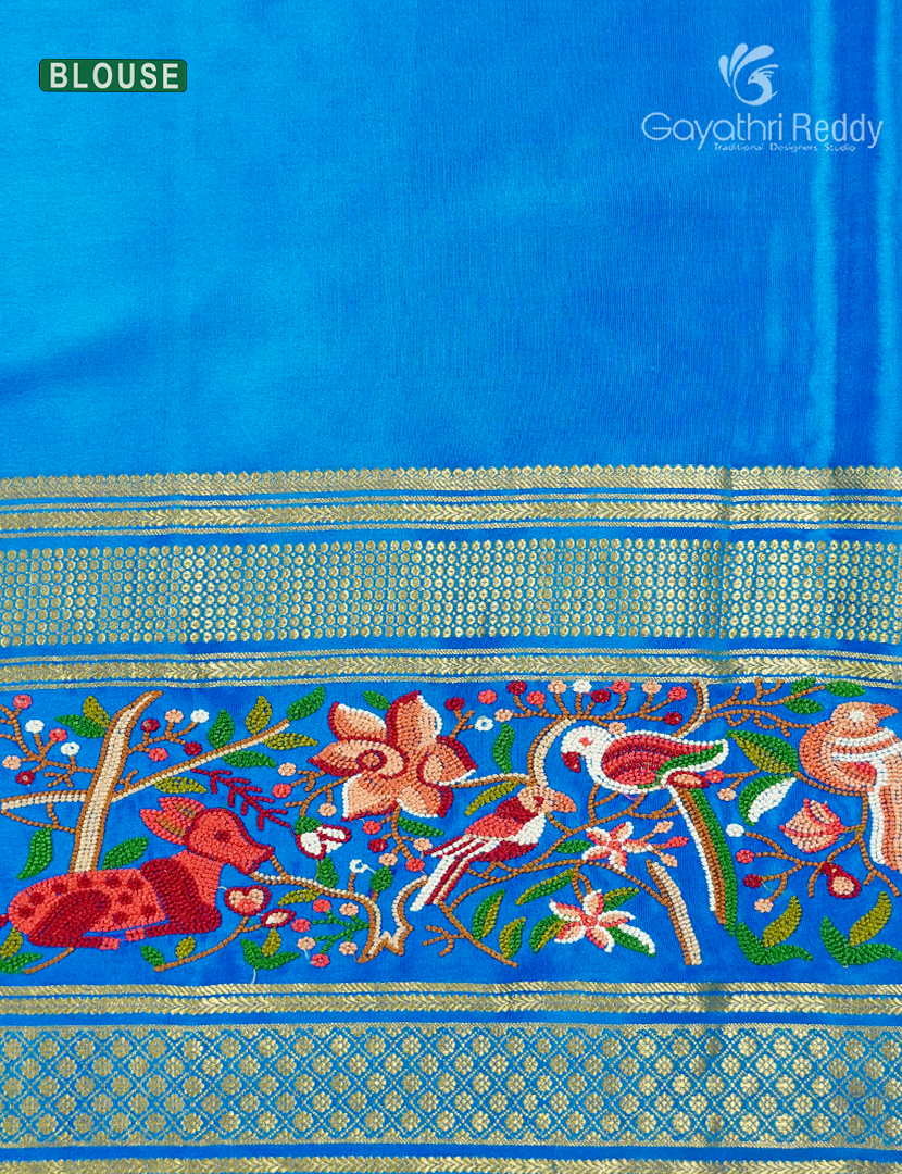 Pure Mysore Silk Saree in Purple and Blue