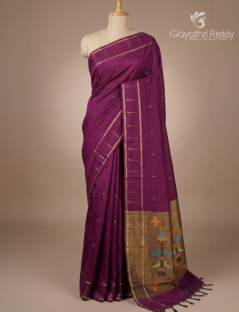 Pure Khadi Pattu Saree in Purple