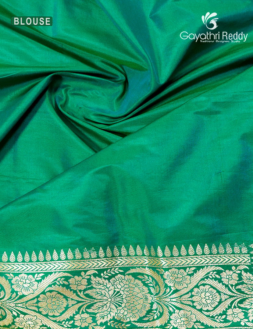 Pure Banaras Katan Silk Saree  in Sea Green