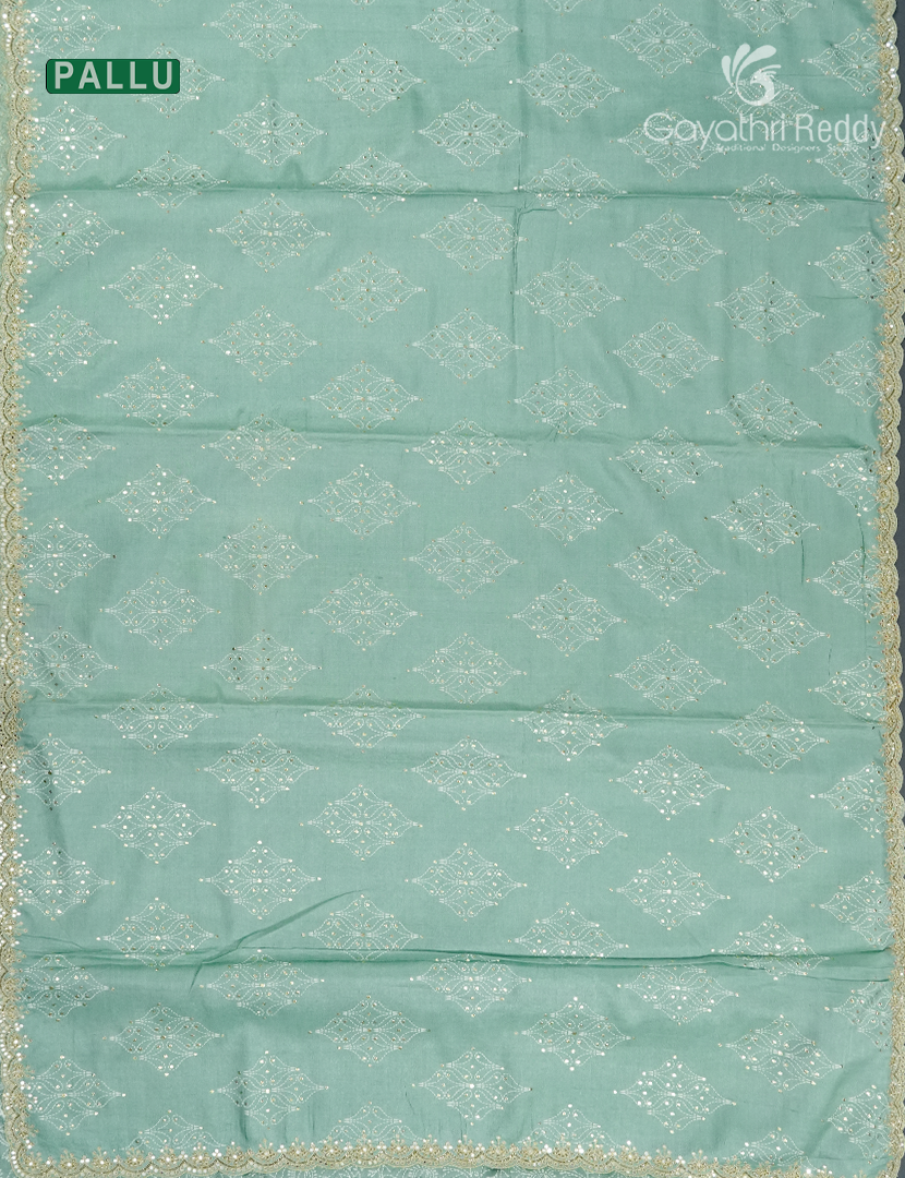 Pure Desi Tussar Fancy Saree in Mint Green