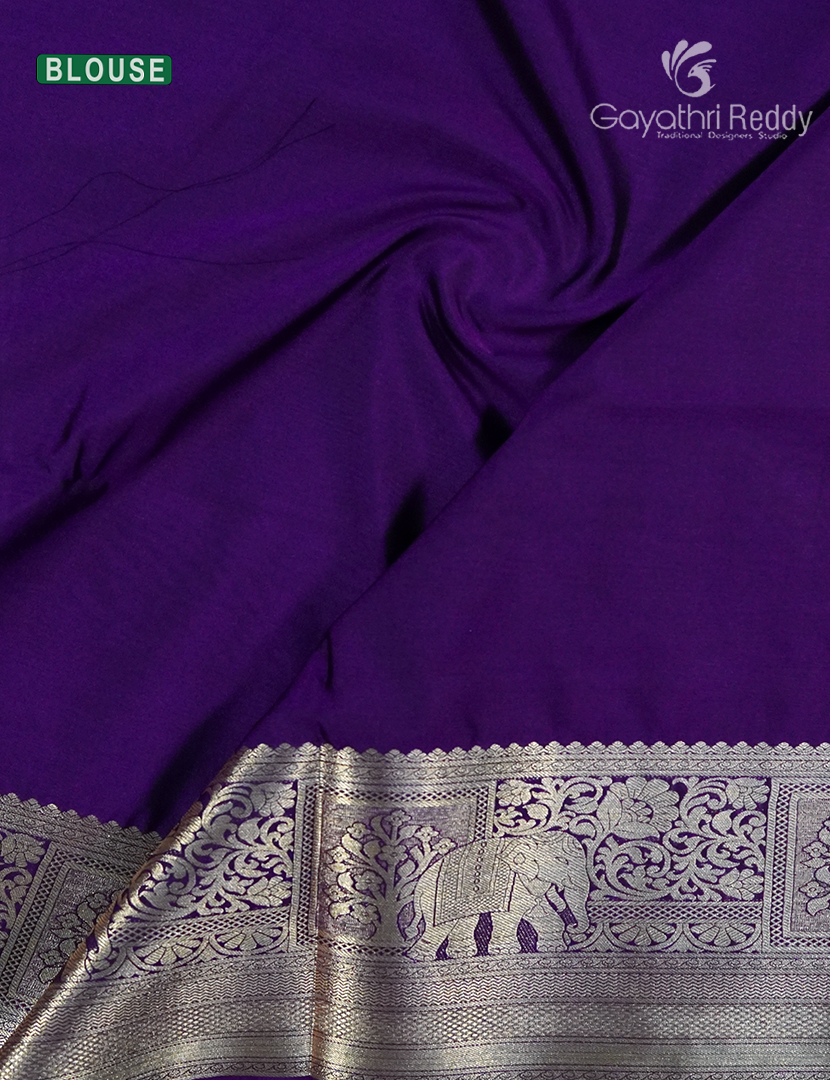 Soft Silk Saree in Deep Green and Deep Purple