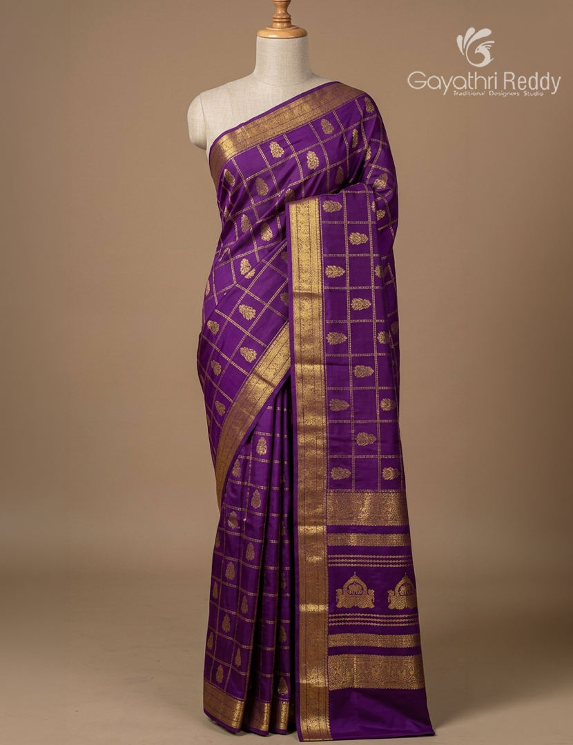 Pure Mysore Silk Saree in Deep Violet