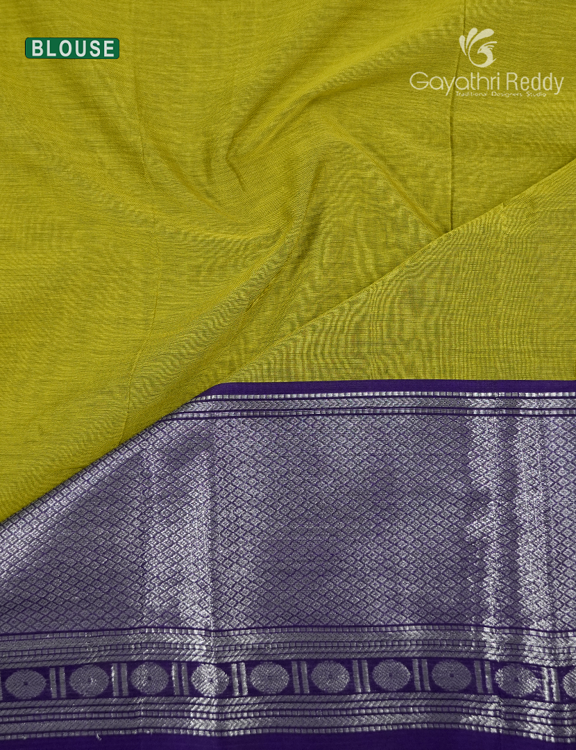 Pure Narayanpet Cotton Saree in Parrot Green