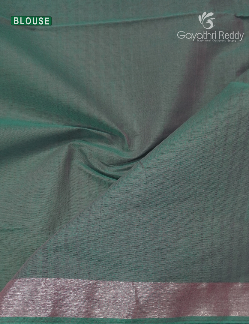 Pure Kanchi Cotton Saree in Sea Green and Grey