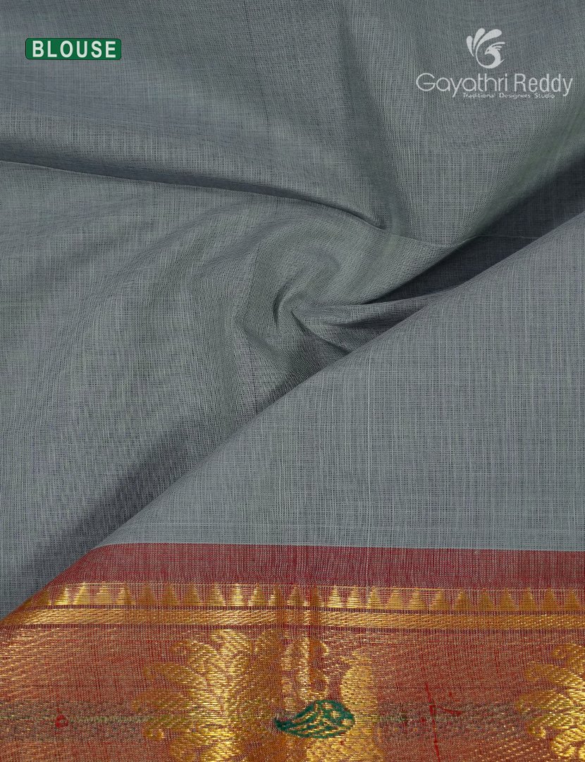 Pure Handloom Cotton Saree in Ash Grey