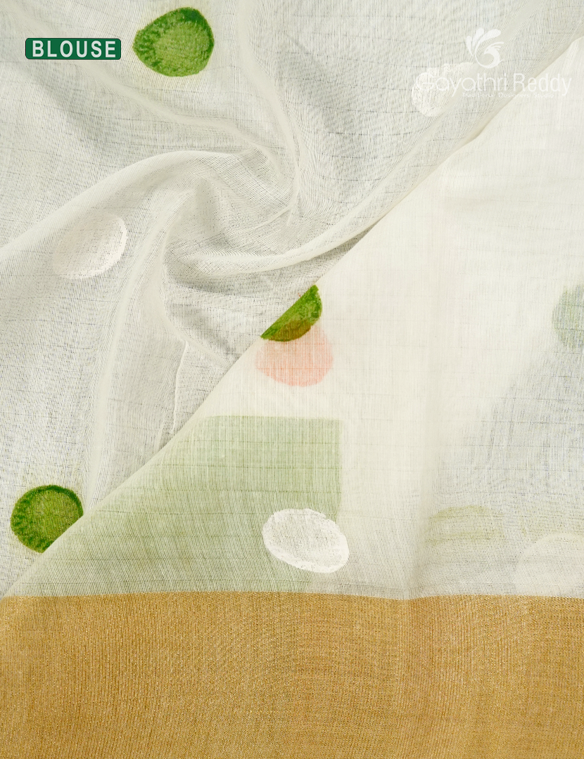 Semi Tussar Silk  Saree in White with Tirangaa Border Independence Day Special