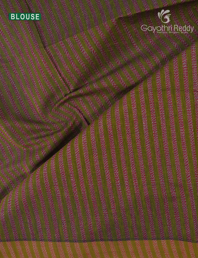 Pure Handloom Cotton Saree in Olive Green