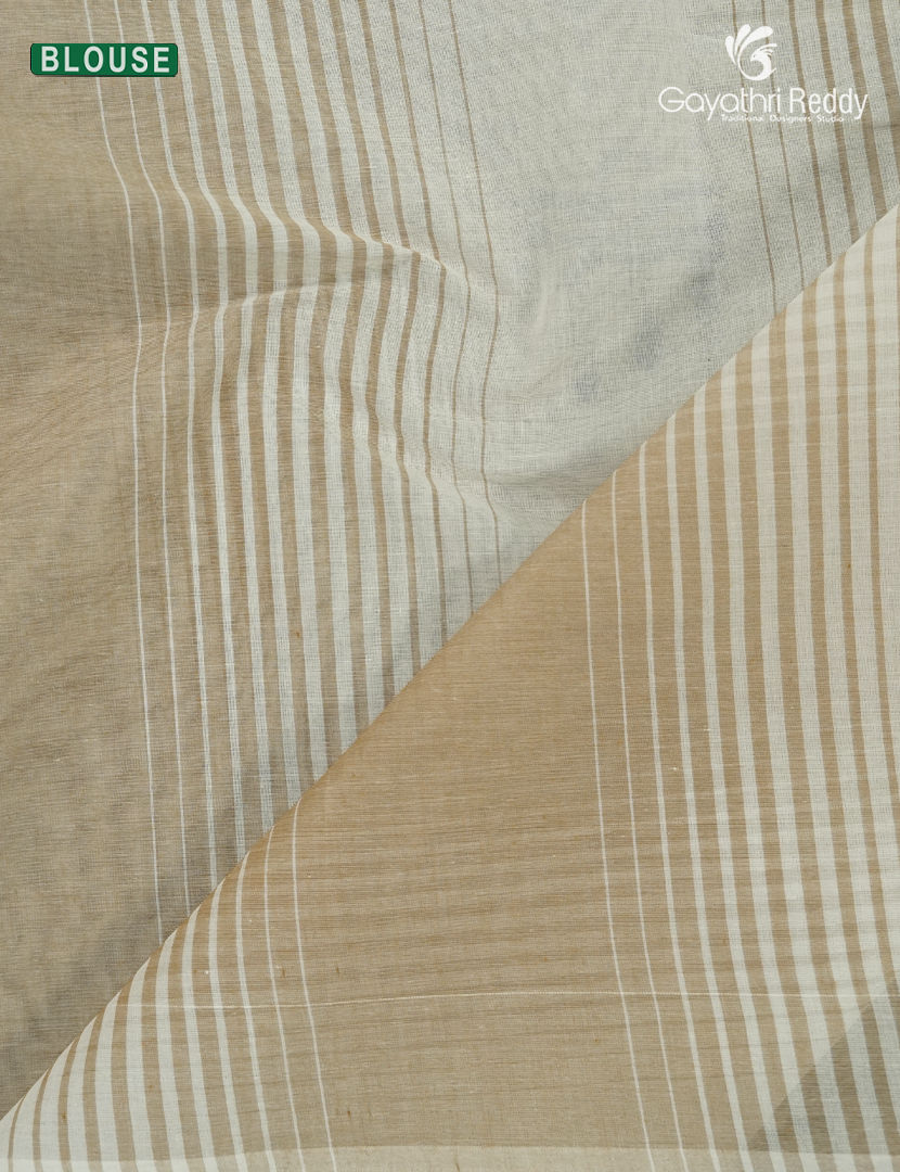 Pure Kanchi Cotton Saree in Cream and Olive Green
