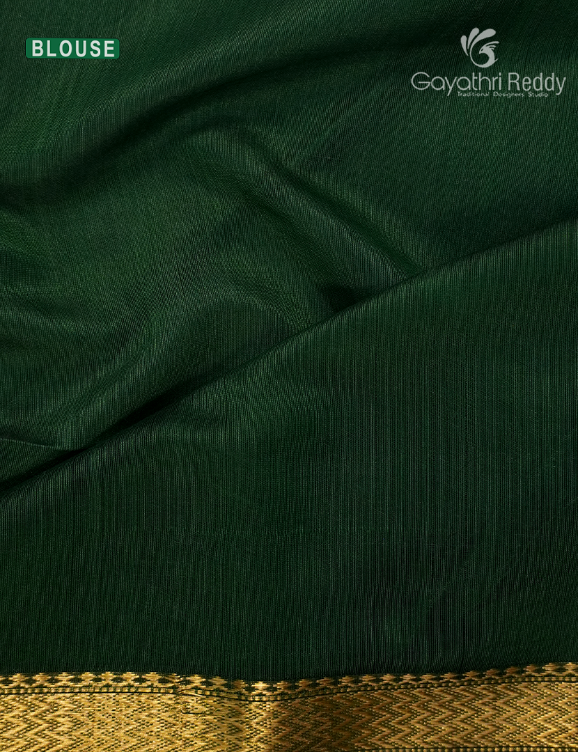 Pure Chanderi Sico Saree in Deep Bottle Green