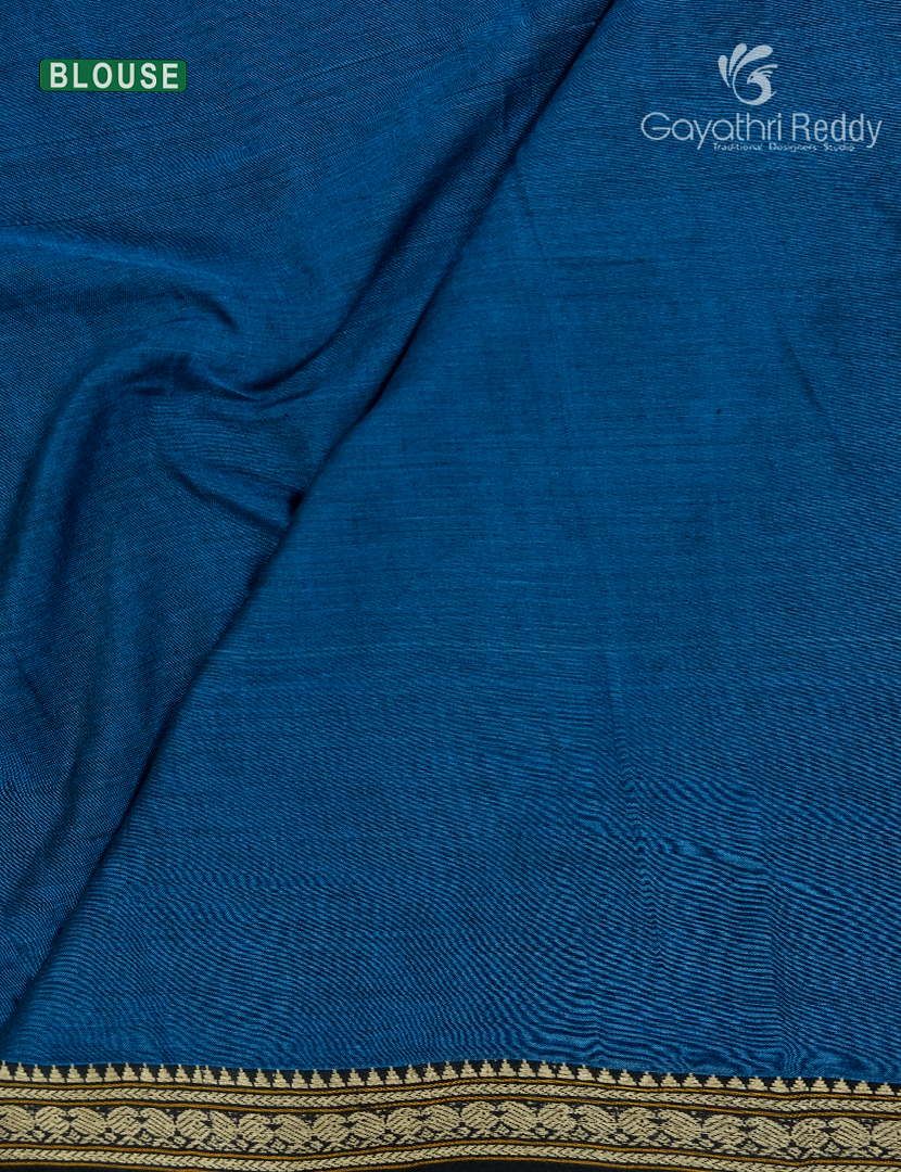Pure Narayanpet Cotton Saree in Deep Peacock Blue