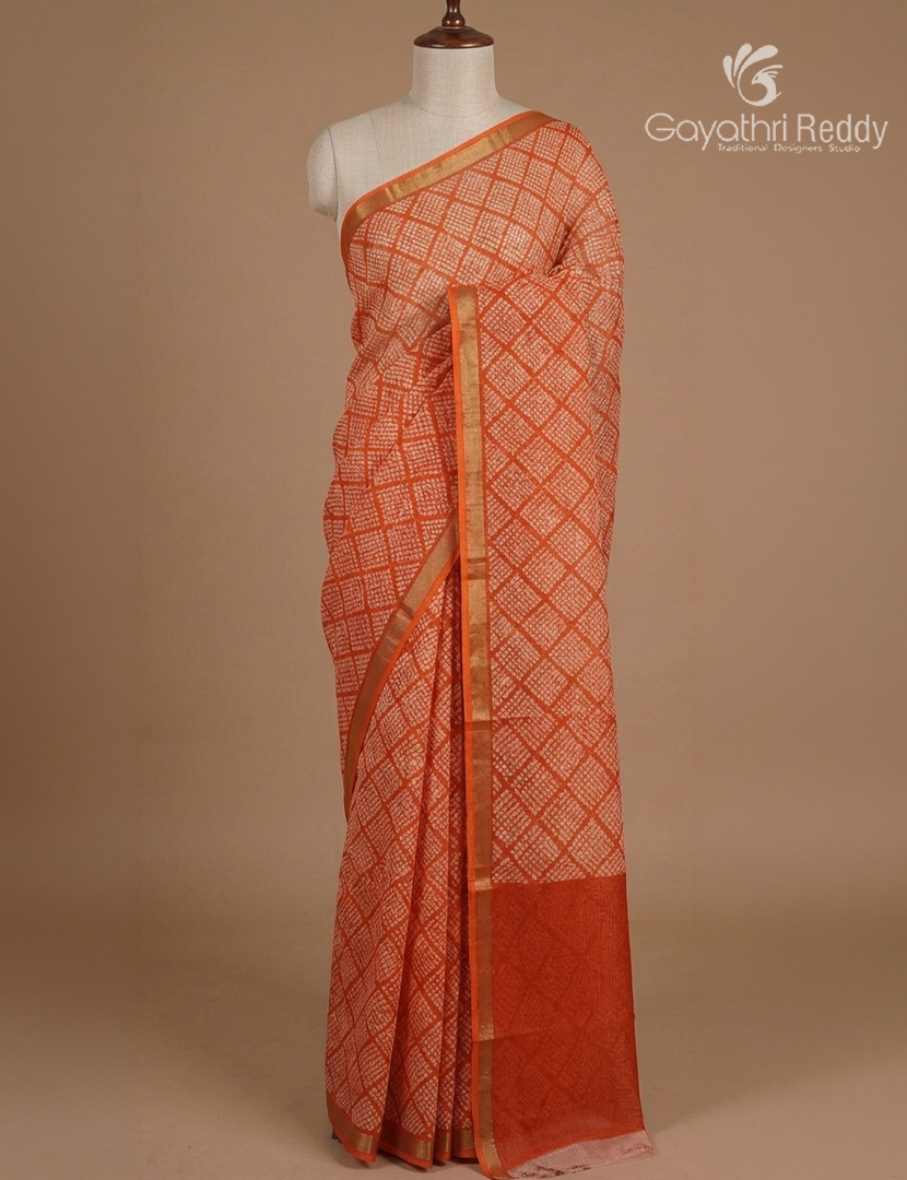 Premium Quality Cotton Kota Saree in Orange
