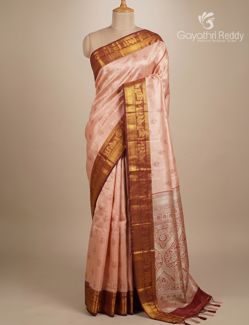 Semi Kanchipuram Silk Saree in Baby Pink