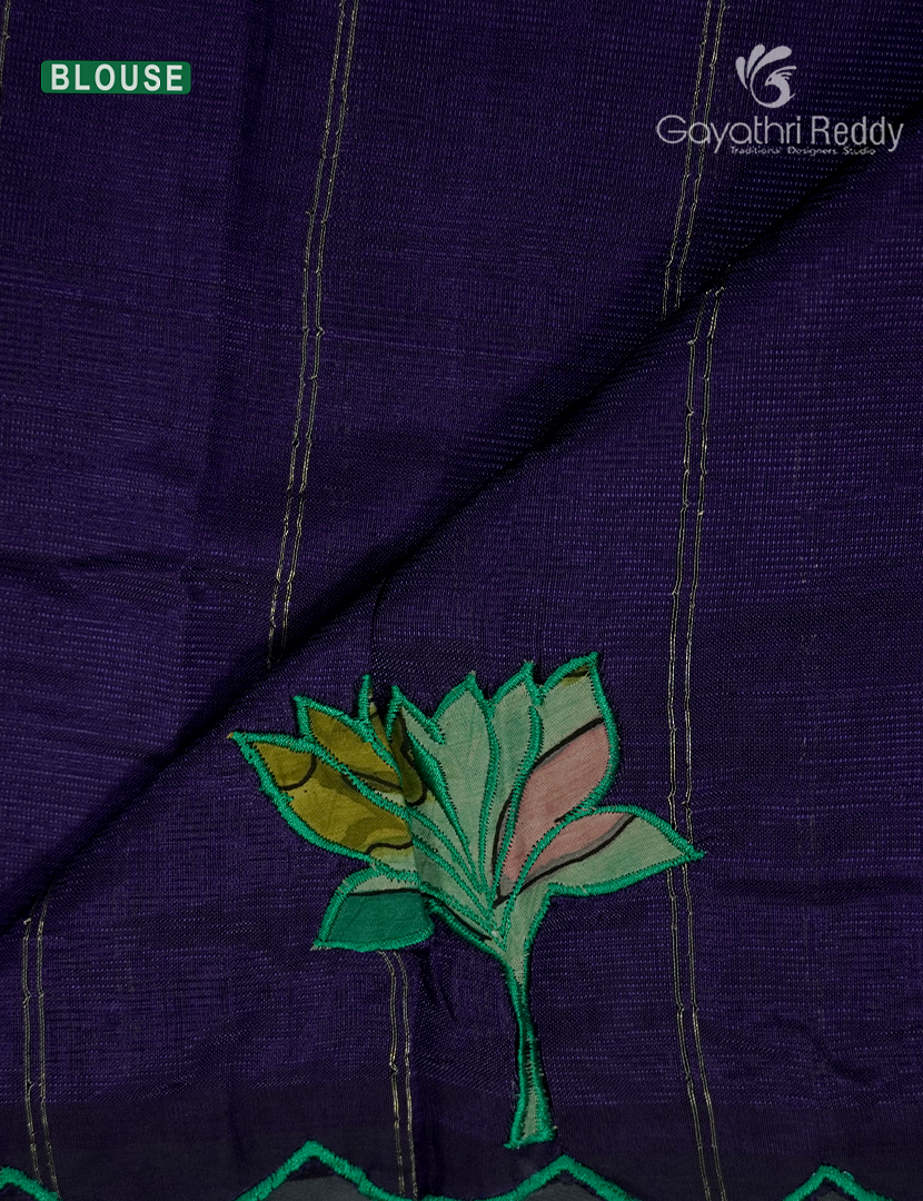 Pure Mangalagiri Langa Voni Set in Navy Blue