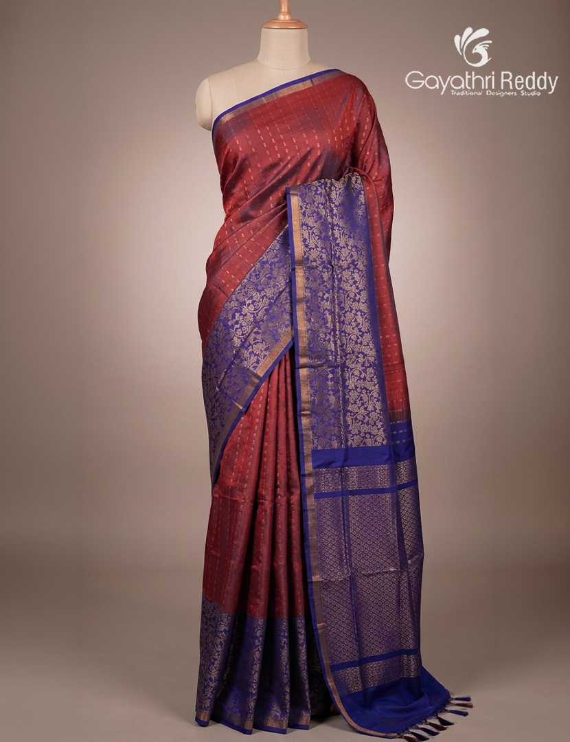 Pure Uppada Silk Saree in Dual Shade Red and Blue