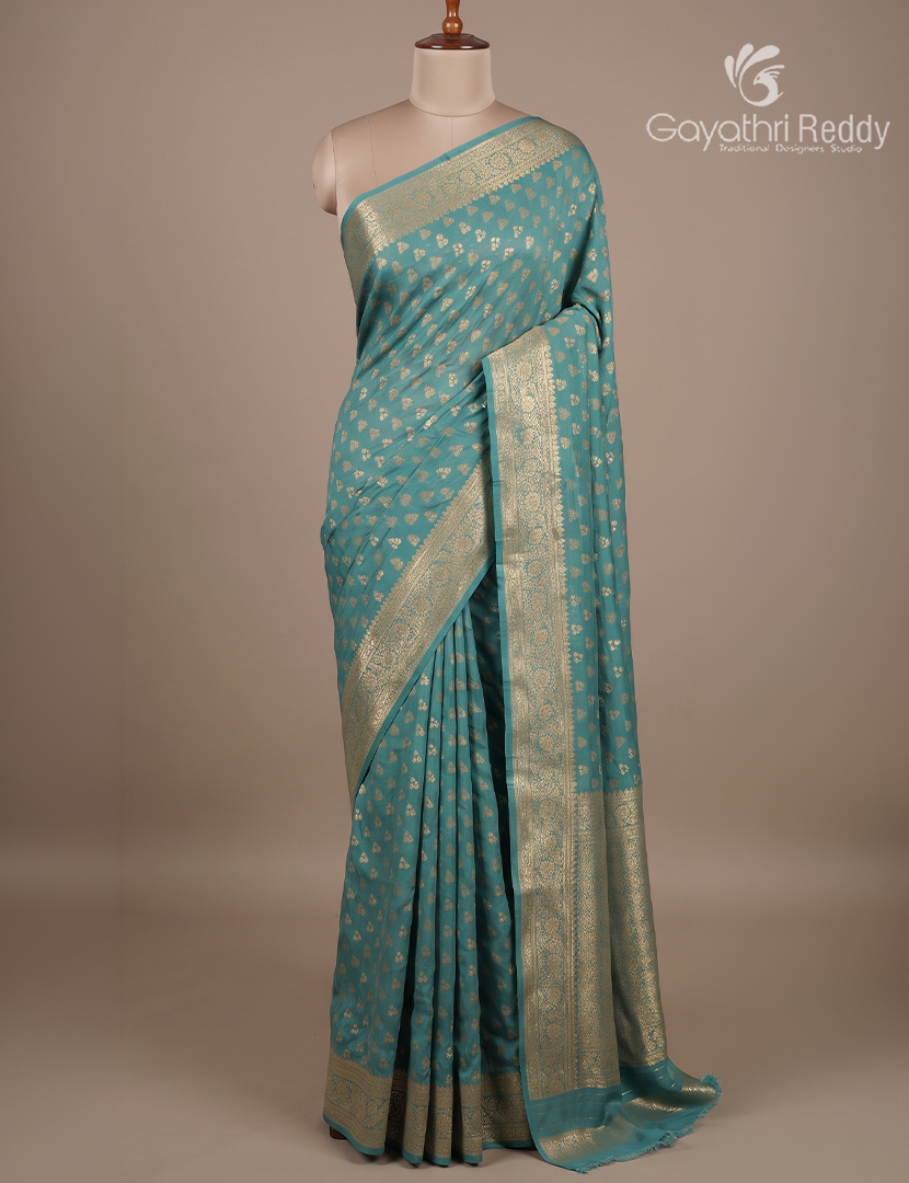 Banaras Georgette Saree in Aqua Blue