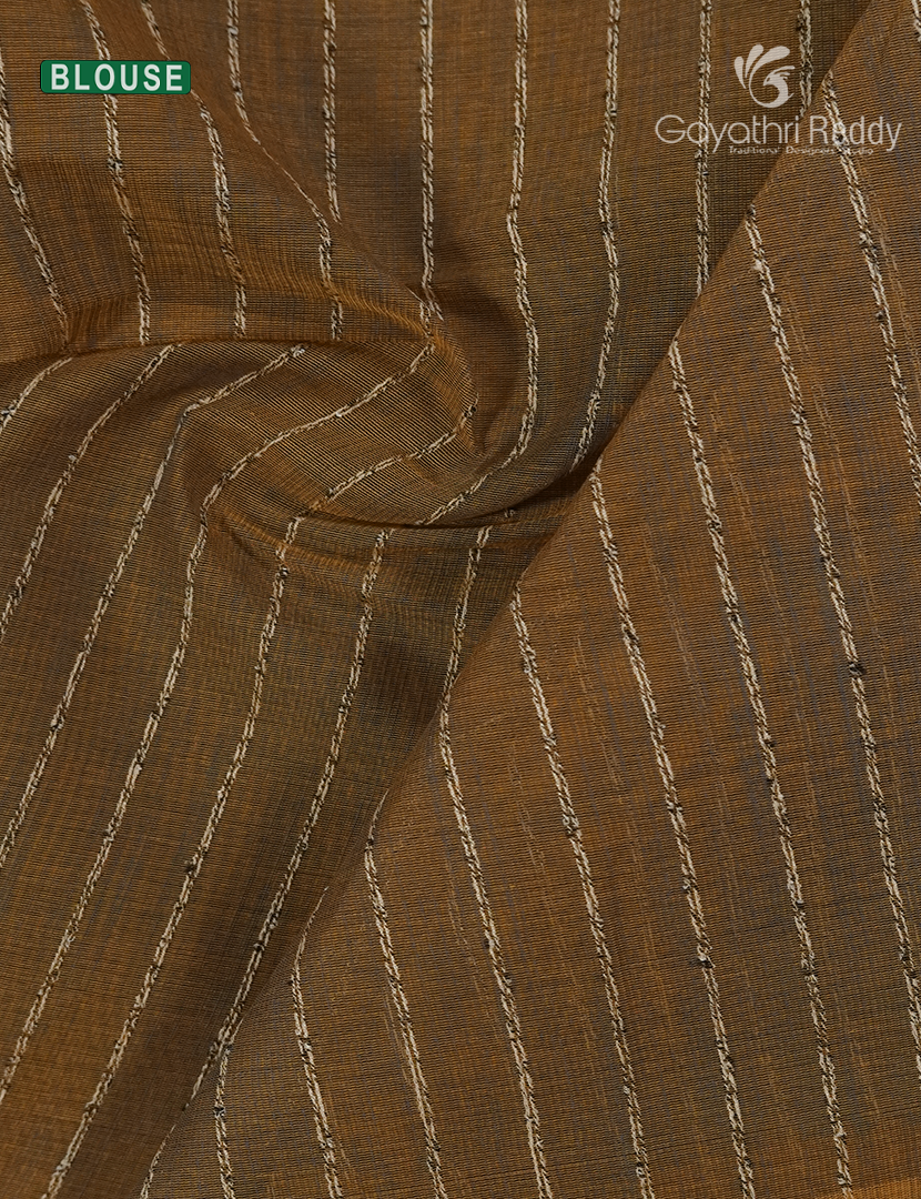 Pure Handloom Cotton Saree in Dry Mehendi