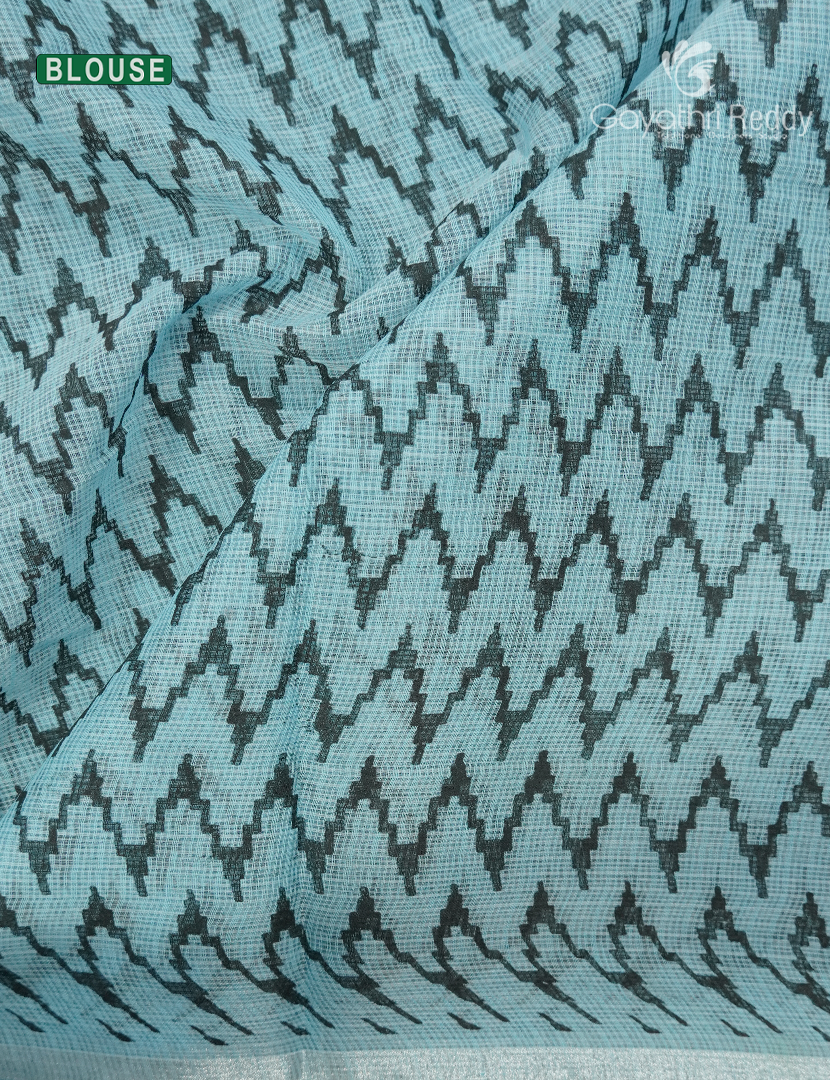 Kota Printed Saree in Sky blue