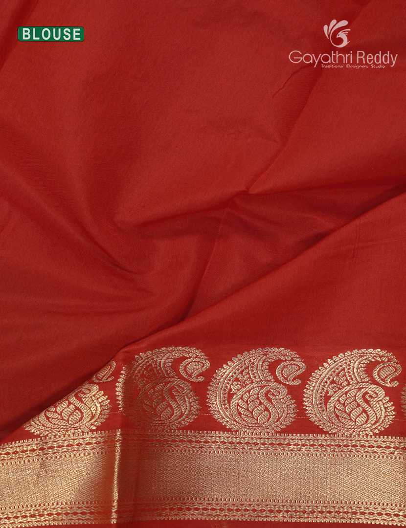 Pure Kanchipuram Sico Saree in  Mustard and Red