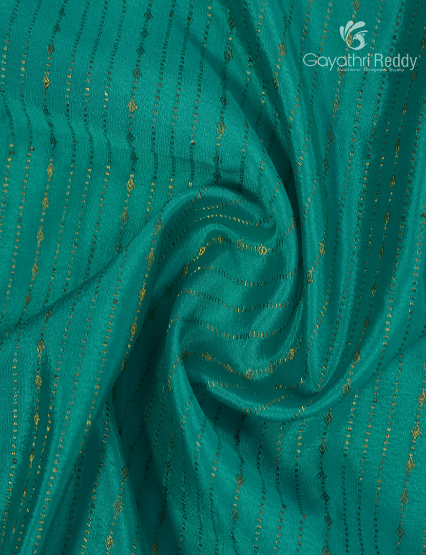 Pure Mysore Silk Saree in Sea Green and Rust Orange