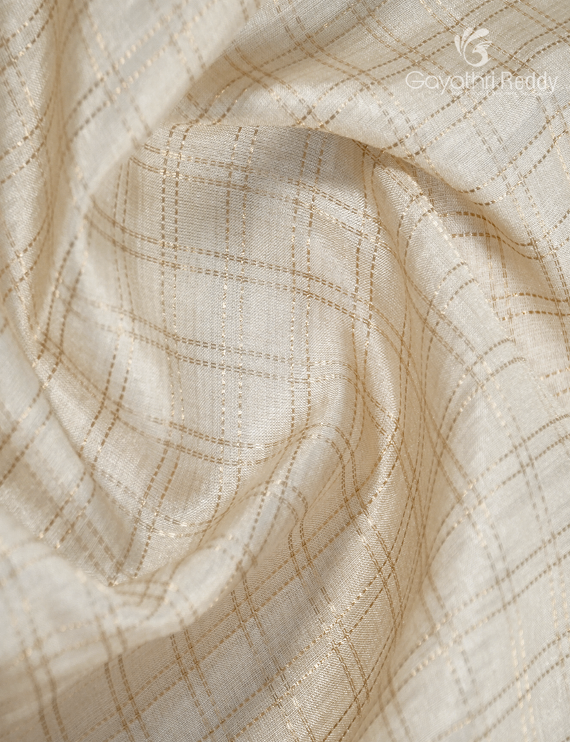 Semi Tussar Saree in Cream and Red