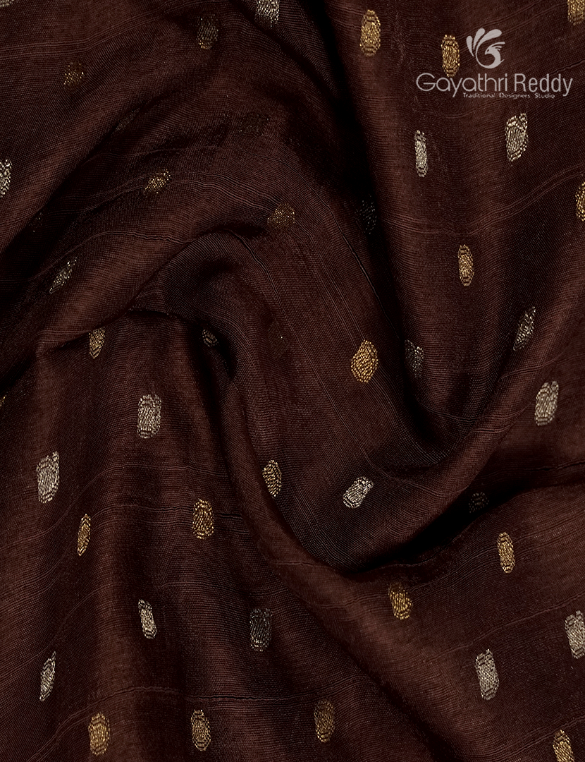 Semi Mysore Crepe Saree in Brown