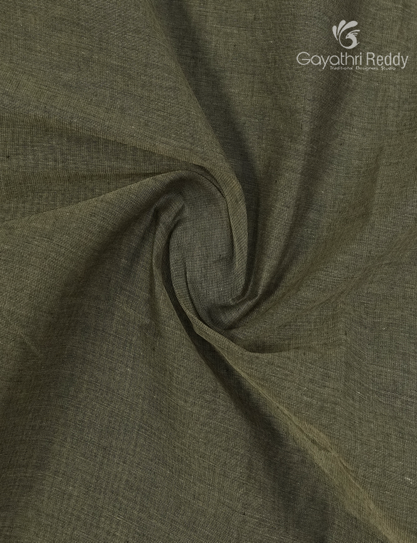 Pure Handloom Cotton Saree in Deep Olive Grey