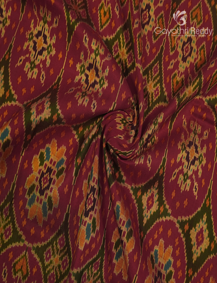 Pure Ikat Silk Saree in Rust Red