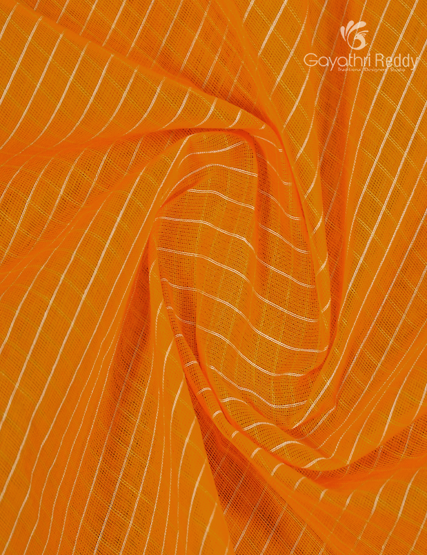Pure Gadwal Cotton Saree in Orange and Red