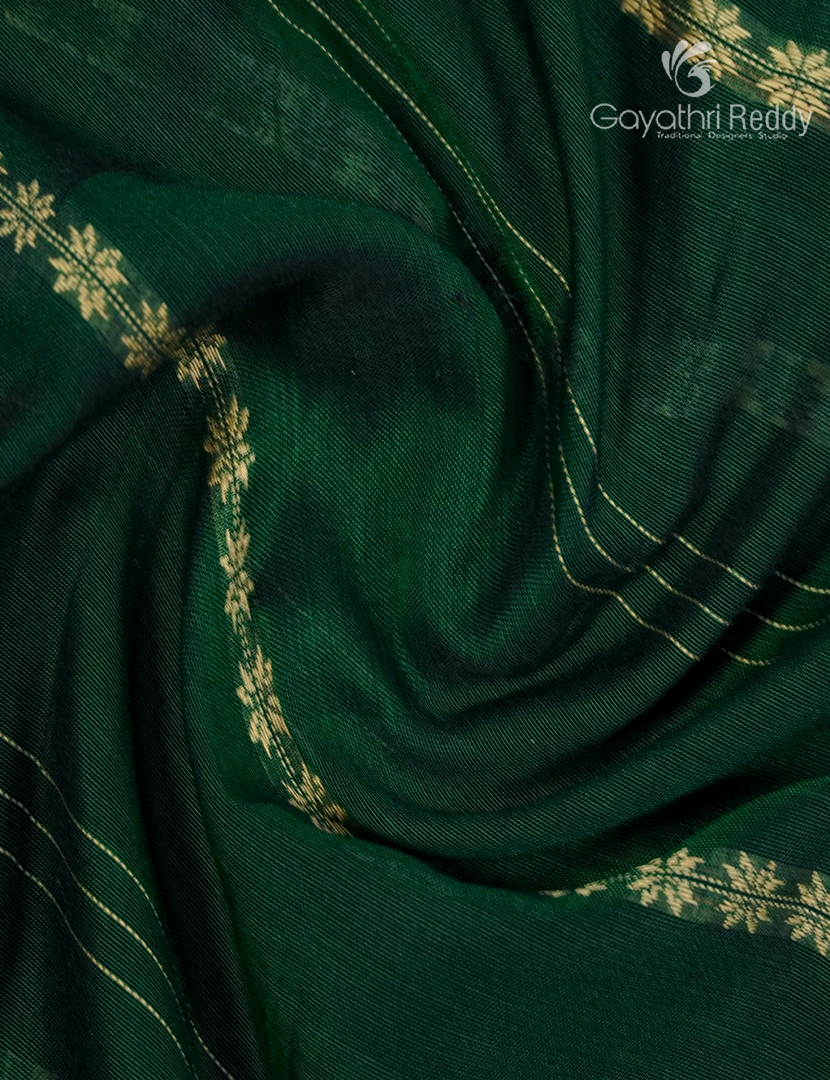 Pure Narayanpet Cotton Saree in Bottle Green