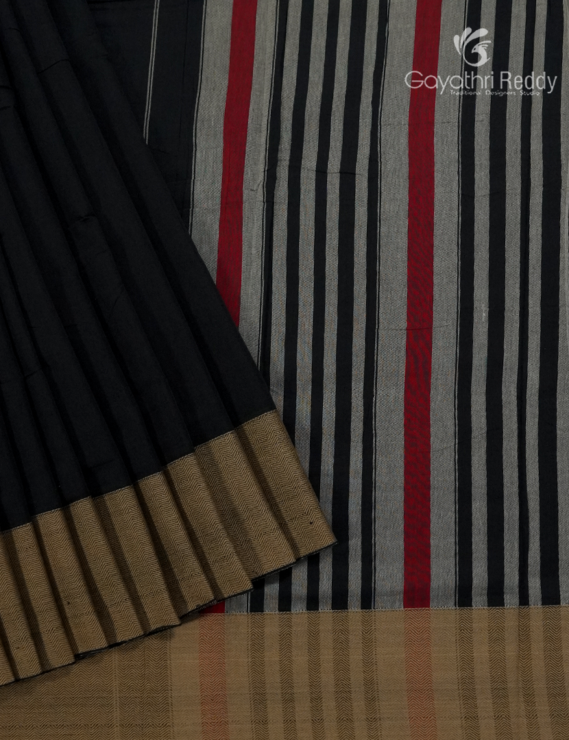 Pure Narayanpet Cotton Saree in Black