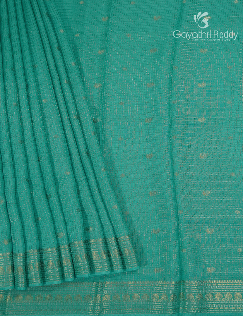 Semi Mysore Crepe Saree in Sea Foam Green
