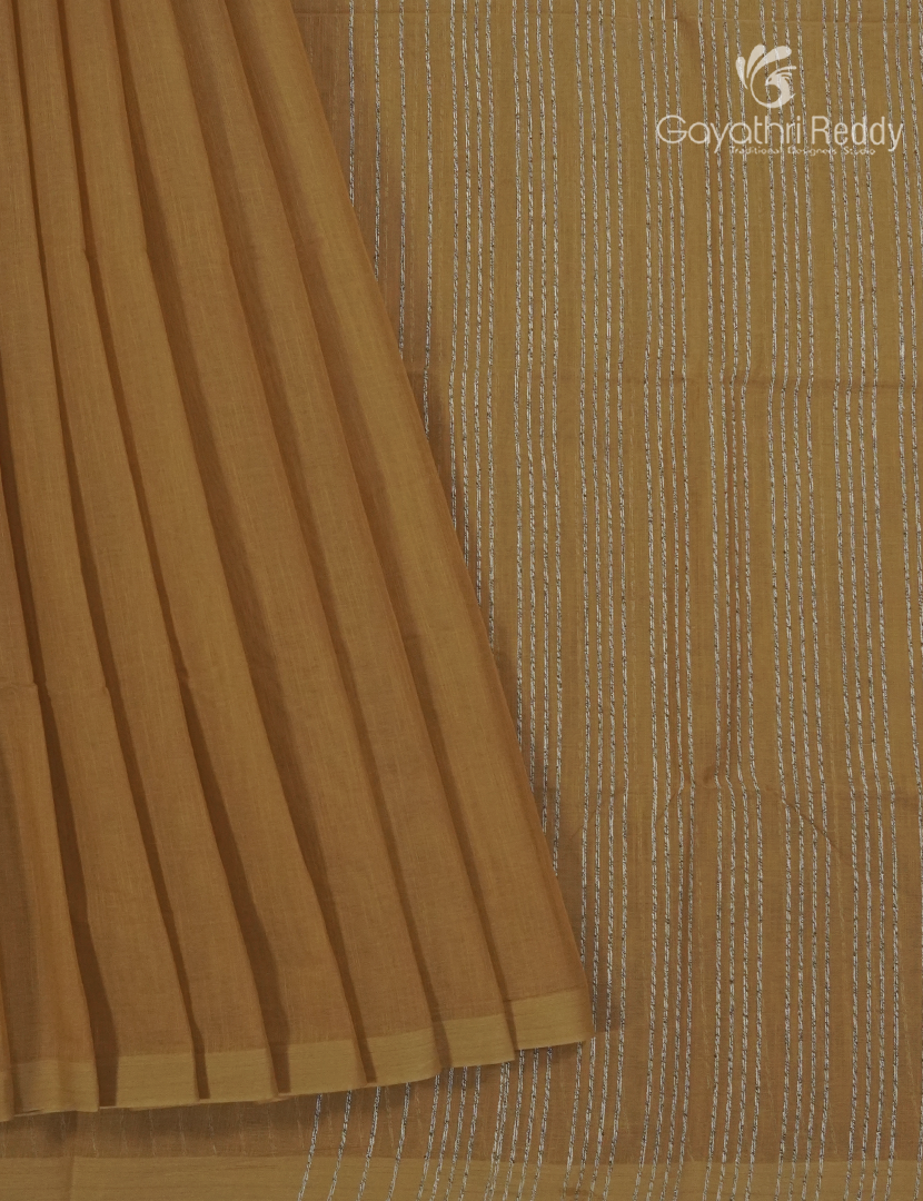 Pure Handloom Cotton Saree in Dry Mehendi