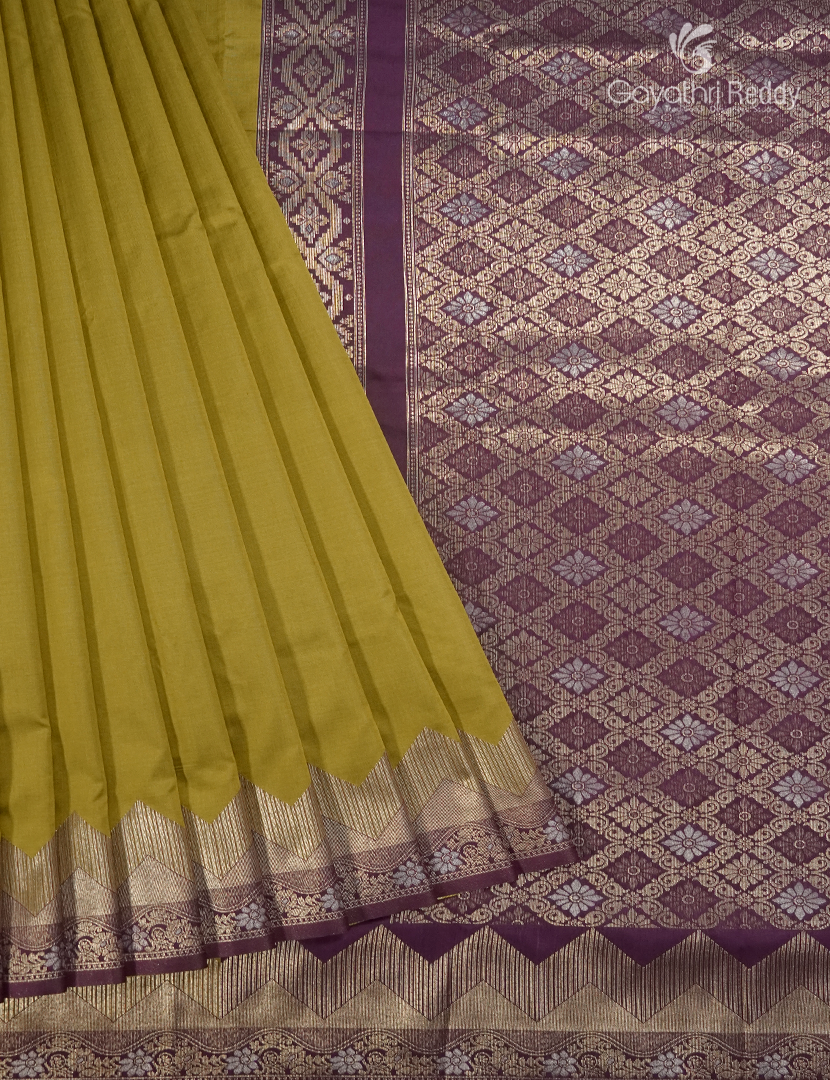 Semi Kanchipuram Art Silk Saree in Mehendi Green