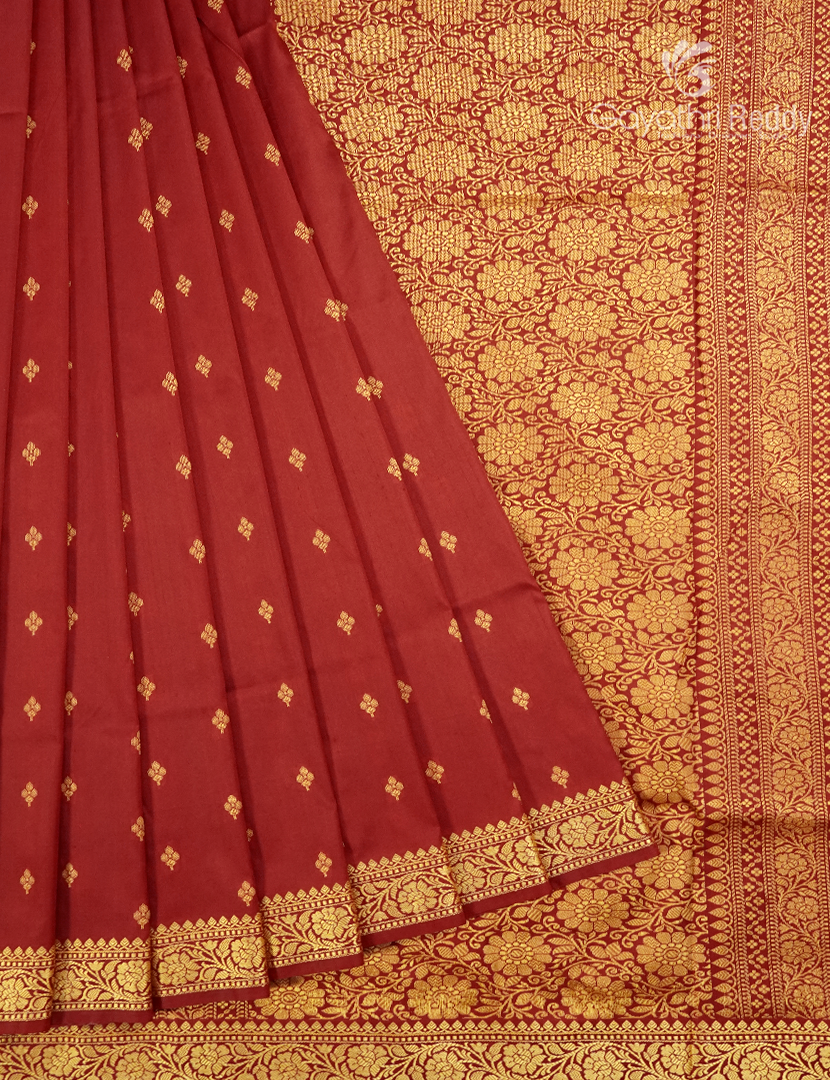 Semi Katan Silk Saree in Deep Red
