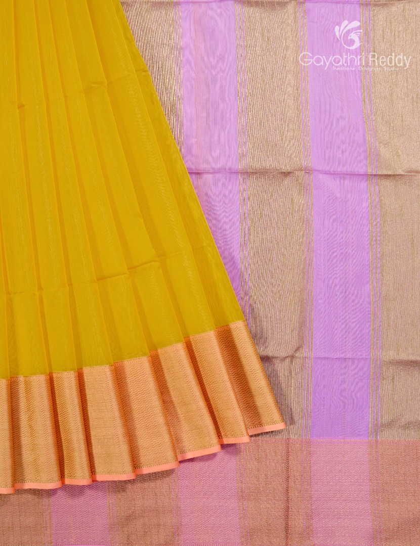 Pure Chanderi Sico Saree in Mango Yellow