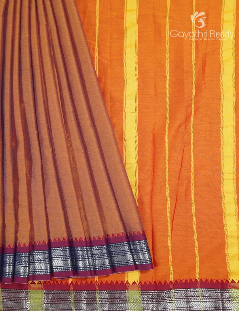 Pure Narayanpet Cotton Saree in Turmeric