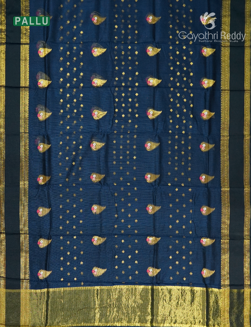 Pure Silk Kota Saree in Deep Peacock Blue