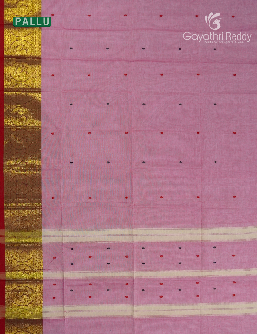 Pure Handloom Cotton Saree Baby Onion Pink
