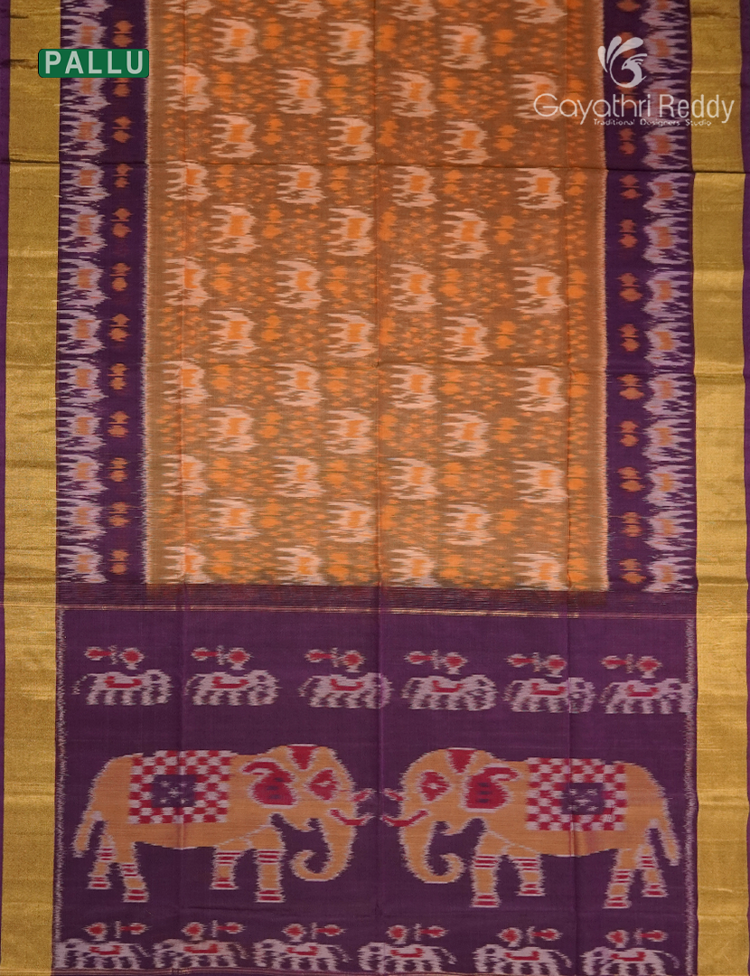 Kanchipuram Sico Saree in Mustard and Deep Violet