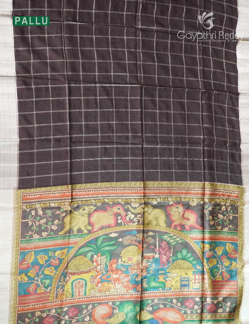Semi Tussar Saree in Deep Snuff