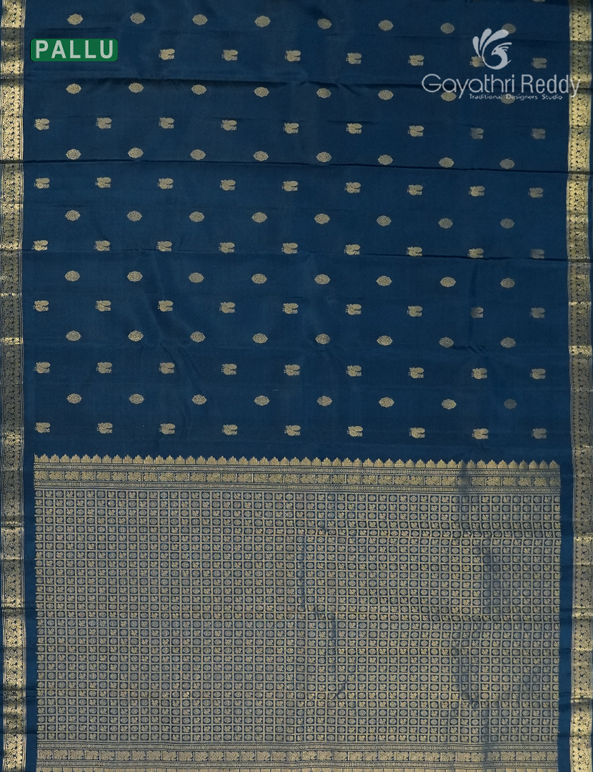 Pure Kanchipuram Silk Saree in Deep Peacock Green  (Small Borders )